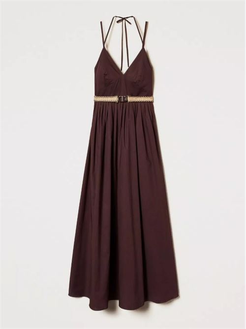 LONG POPLIN DRESS TWIN SET | 251TT210000203 COFFEE